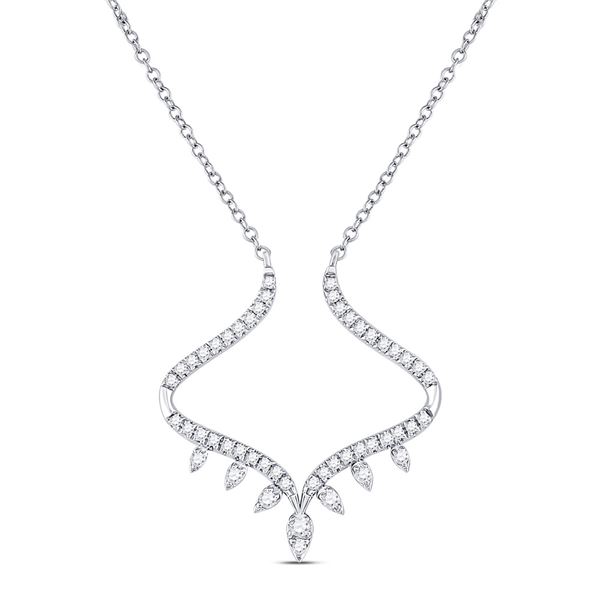 Diamond Modern-V Fashion Necklace 1/4 Cttw 14kt White Gold