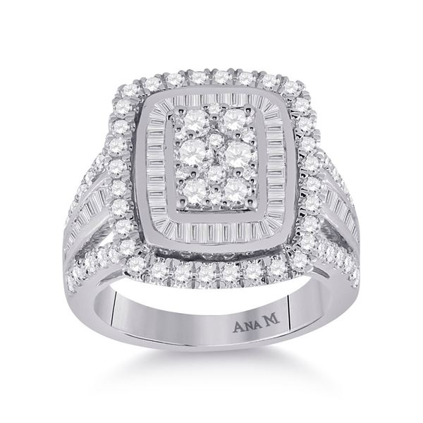 Diamond Cluster Ring 1-7/8 Cttw 14kt White Gold