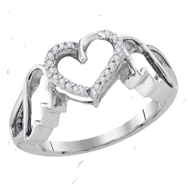 Diamond Winged Heart Ring 1/20 Cttw Sterling Silver