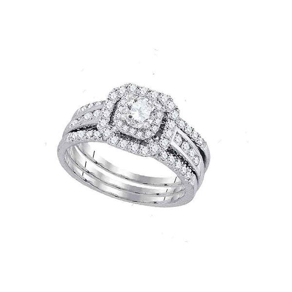 Diamond Bridal Wedding Ring Band Set 1 Cttw 14kt White Gold