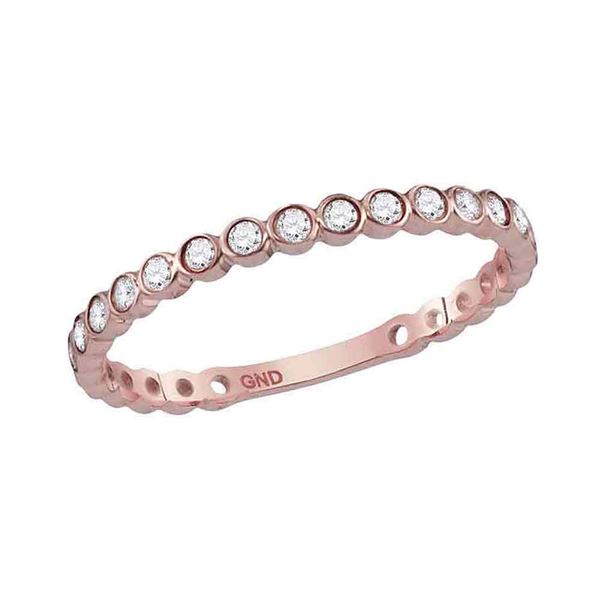 Diamond Bezel Set Stackable Band Ring 1/5 Cttw 14kt Rose Gold