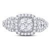 Image 2 : Diamond Square Halo Cluster Ring 1-1/4 Cttw 10kt White Gold