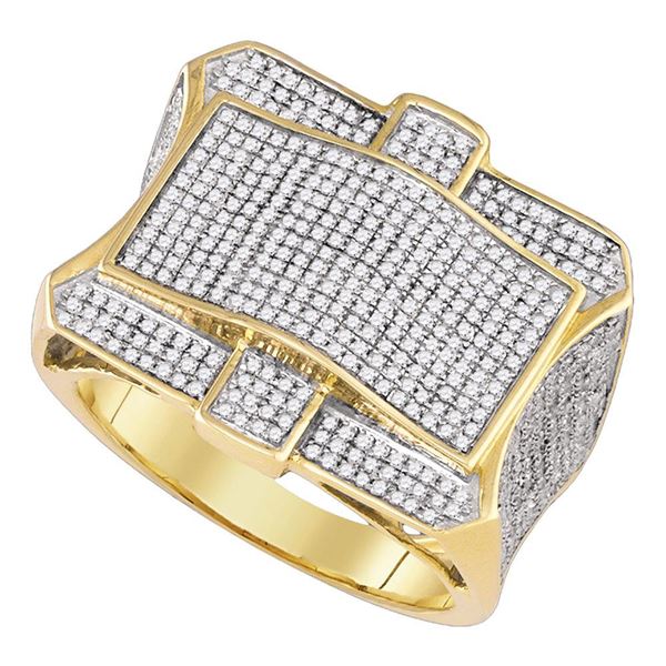 Mens Diamond Cluster Ring 1-1/4 Cttw 10kt Yellow Gold