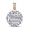 Image 1 : Mens Baguette Diamond Circle Charm Pendant 3/4 Cttw 10kt Yellow Gold