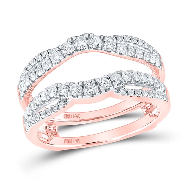 Diamond Wedding Wrap Ring Guard Enhancer 5/8 Cttw 14kt Rose Gold