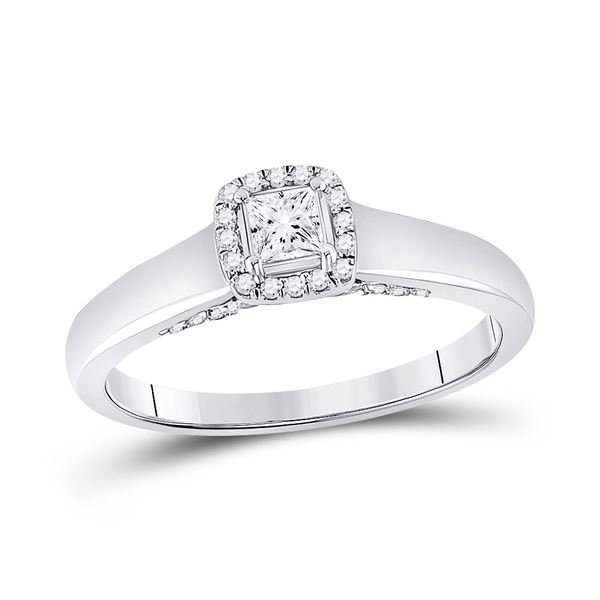 Princess Diamond Solitaire Bridal Wedding Engagement Ring 1/3 Cttw 10kt White Gold