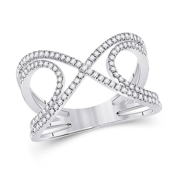 Diamond Crossover Fashion Ring 1/3 Cttw 10kt White Gold
