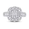 Image 2 : Baguette Diamond Cluster Ring 1 Cttw 14kt White Gold