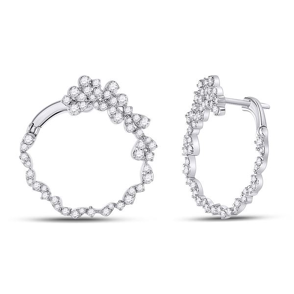 Diamond Hoop Earrings 1-1/2 Cttw 14kt White Gold