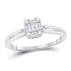 Image 1 : Baguette Diamond Cluster Ring 1/5 Cttw 14kt White Gold