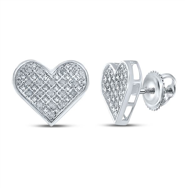 Diamond Heart Earrings 1/8 Cttw Sterling Silver