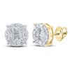 Image 1 : Mens Baguette Diamond Cluster Earrings 5/8 Cttw 10kt Yellow Gold