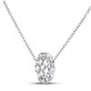 Image 2 : Diamond Floral Cluster Necklace 1/3 Cttw 14kt White Gold