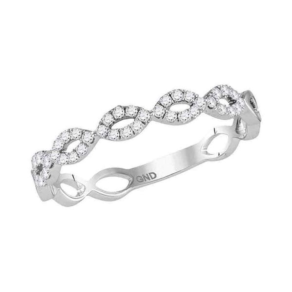 Diamond Twist Stackable Band Ring 1/5 Cttw 10kt White Gold