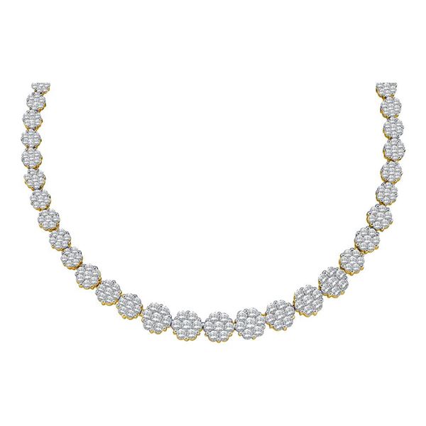 Diamond Cocktail Flower Cluster Necklace 14 Cttw 14kt Yellow Gold