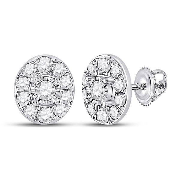 Diamond Oval Earrings 1/3 Cttw 10kt White Gold
