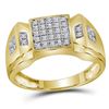 Image 1 : Mens Diamond Square Cluster Ring 1/4 Cttw 10kt Yellow Gold