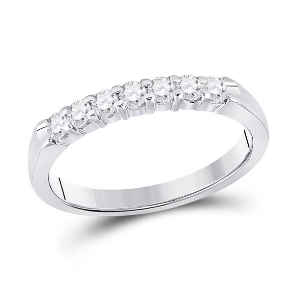 Diamond Single Row Band Ring 1/3 Cttw 14kt White Gold