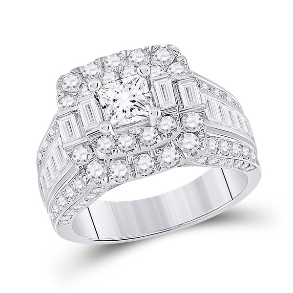 Princess Diamond Square Bridal Wedding Engagement Ring 3 Cttw 14kt White Gold