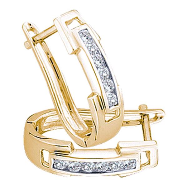Diamond Hoop Earrings 1/5 Cttw 14kt Yellow Gold