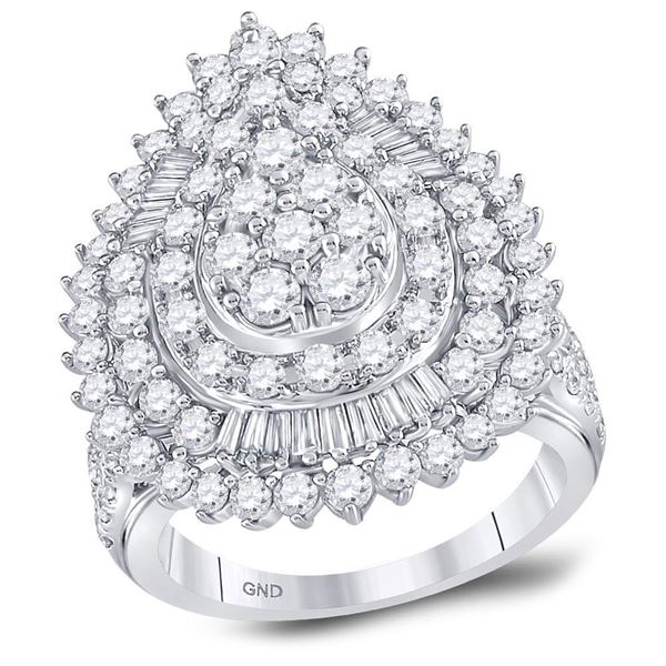 Diamond Teardrop Pear Cluster Ring 3 Cttw 14kt White Gold