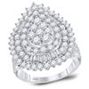 Image 1 : Diamond Teardrop Pear Cluster Ring 3 Cttw 14kt White Gold