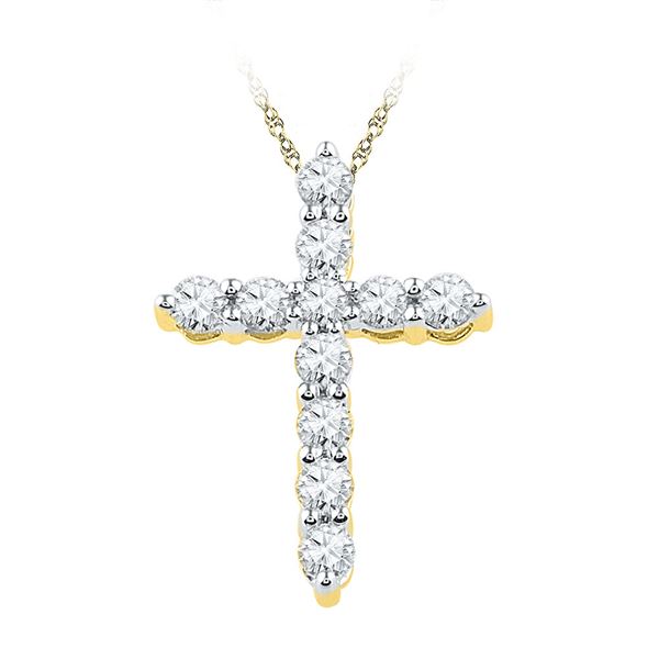 Diamond Cross Religious Pendant 1/3 Cttw 10kt Yellow Gold