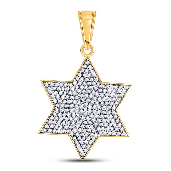 Mens Diamond Star Magen David Charm Pendant 5/8 Cttw 10kt Yellow Gold