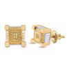 Image 1 : Two-tone Sterling Silver Mens Diamond 3D Square Earrings .03 Cttw Two-tone Sterling Silver