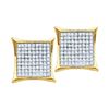 Image 1 : Diamond Square Kite Cluster Earrings 1/10 Cttw 10kt Yellow Gold