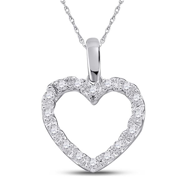 Diamond Heart Pendant 1/10 Cttw 14kt White Gold