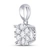 Image 2 : Diamond Flower Cluster Pendant 1/2 Cttw 14kt White Gold