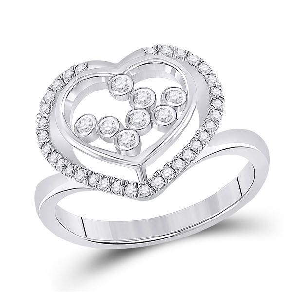 Diamond Scattered Heart Ring 1/3 Cttw 10kt White Gold