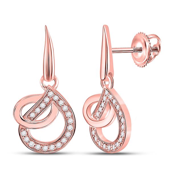 Diamond Teardrop Dangle Earrings 1/5 Cttw 14kt Rose Gold