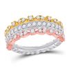 Image 1 : Diamond Convertible Stackable Band Ring 3/4 Cttw 14kt Tri-Tone Gold