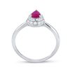 Image 3 : Pear Ruby Diamond Teardrop Halo Solitaire Ring 3/4 Cttw 14kt White Gold