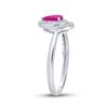Image 4 : Pear Ruby Diamond Teardrop Halo Solitaire Ring 3/4 Cttw 14kt White Gold