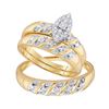 Image 1 : His Hers Diamond Cluster Matching Wedding Set 1/8 Cttw 10kt Yellow Gold
