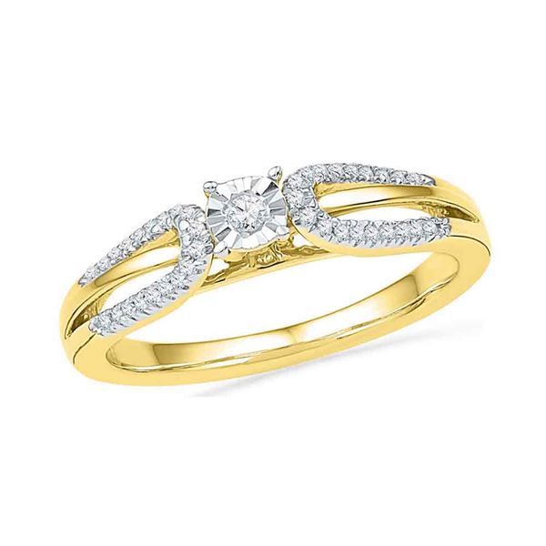 Diamond Solitaire Open-shank Bridal Wedding Engagement Ring 1/6 Cttw 10kt Yellow Gold