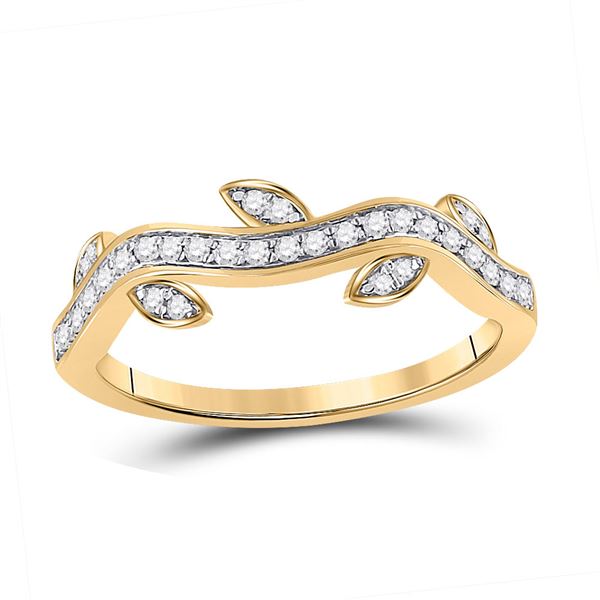 Diamond Vine Stackable Band Ring 1/6 Cttw 10kt Yellow Gold