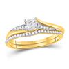Image 1 : Princess Diamond Cluster Bridal Wedding Ring Band Set 1/3 Cttw 14kt Yellow Gold