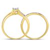 Image 4 : Princess Diamond Cluster Bridal Wedding Ring Band Set 1/3 Cttw 14kt Yellow Gold
