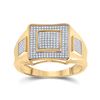 Image 1 : Mens Diamond Square Cluster Ring 1/3 Cttw 10kt Yellow Gold