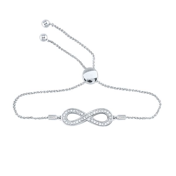 Diamond Infinity Bolo Adjustable Bracelet 1/4 Cttw Sterling Silver