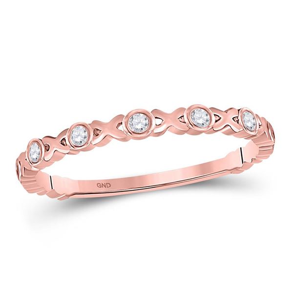 Diamond XOXO Stackable Band Ring 1/12 Cttw 10kt Rose Gold