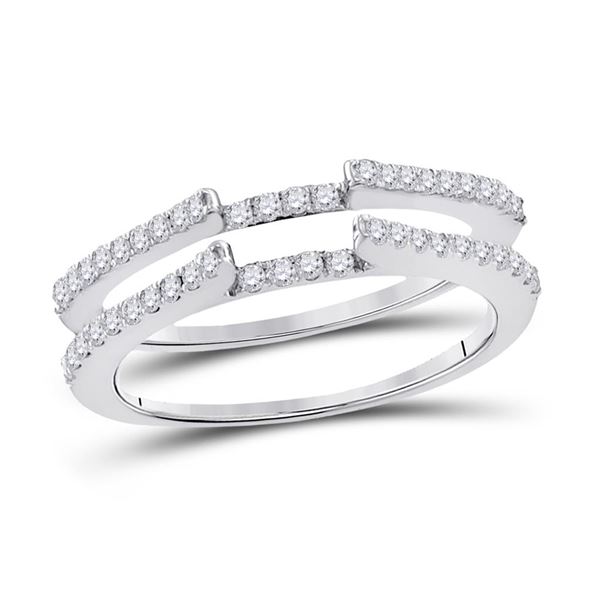 Diamond Ring Guard Wrap Solitaire Enhancer 1/2 Cttw 14kt White Gold