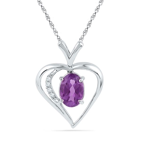 Lab-Created Amethyst Heart Pendant 3/4 Cttw Sterling Silver