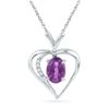 Image 1 : Lab-Created Amethyst Heart Pendant 3/4 Cttw Sterling Silver