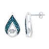 Image 1 : Blue Color Enhanced Diamond Teardrop Earrings 1/4 Cttw 10kt White Gold