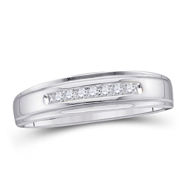 Mens Diamond Wedding Band Ring 1/12 Cttw 10kt White Gold